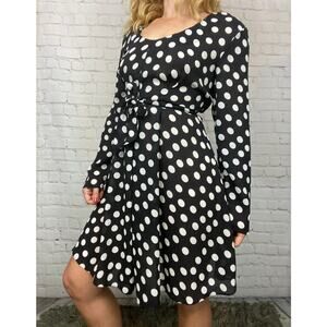 Vintage 90s Big Polkadot Semi Sheer Polyester Dress Small medium